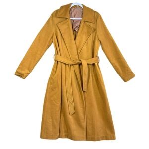 Free People Sierra Wool Coat M Yellow Golden City Preppy Classic READ